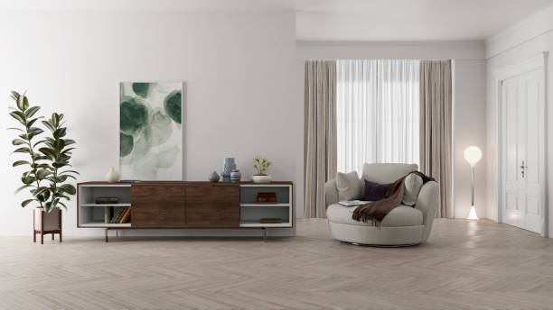 istock Large luxury modern bright interiors Living room mockup illustration 3D rendering image 2155036368