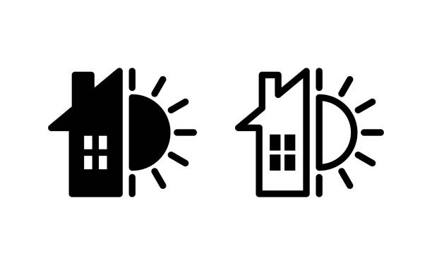 ilustrações de stock, clip art, desenhos animados e ícones de indoor and outdoor icon , vector illustration - interior