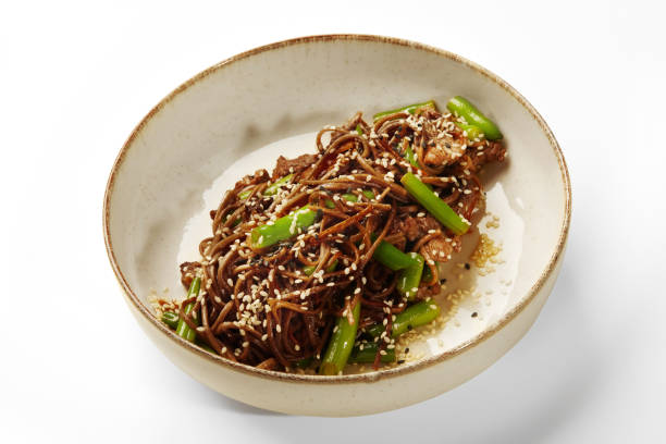 istock Beef soba noodle bowl with green beans and sesame 2155039800