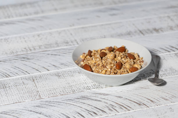 homemade granola with nuts, horizontal