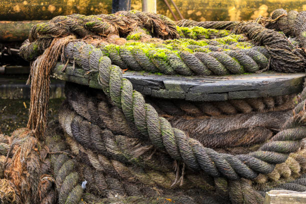 Old ropes in the dockyard in Bristol city, England