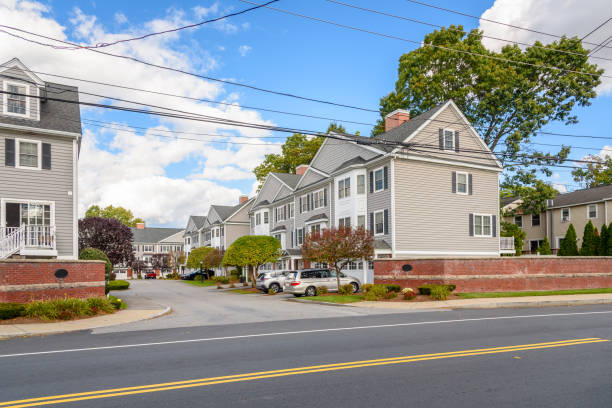 istock Rows of new houses in a walled housing development 2155043024