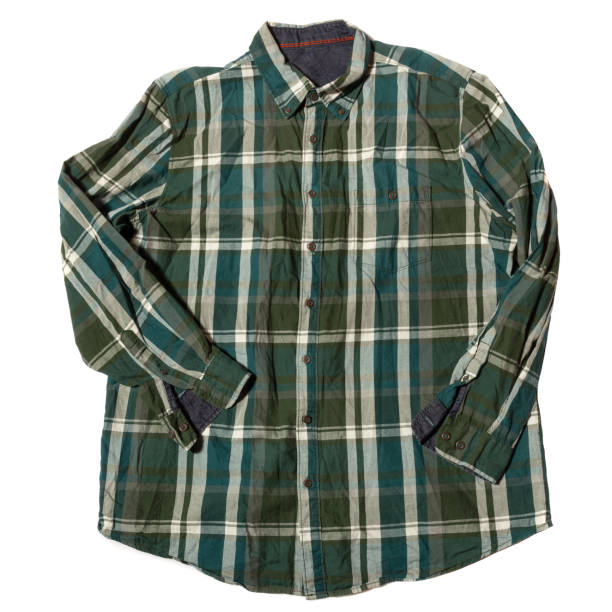 istock Men's casual long sleeved shirt on white background 2155043546