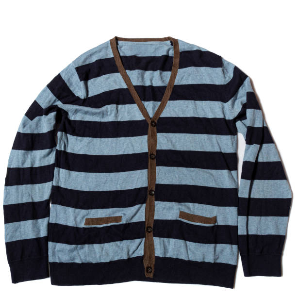 istock blue button cardigan on a white background 2155046386