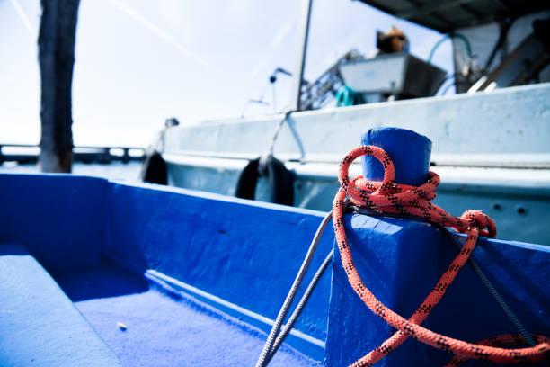 Pellestrina - Venice, Italy - May 26, 2024. Old fishing boat  in Venetian Lagoon.