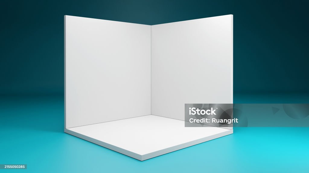 Empty Virtual Booth Empty Exhibition Booth Mockup 3d Render Stock Photo - Download Image ...