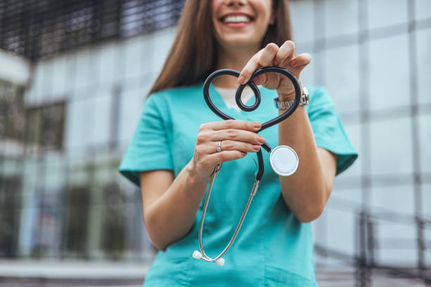Caring Nurse with Heart-Shaped Stethoscope