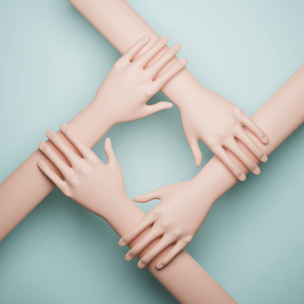 istock Conceptual illustration for teamwork, working together hand in hand. 3d render 2155055660