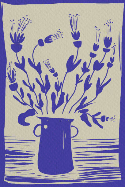 Creative drawing of flowers in a vase