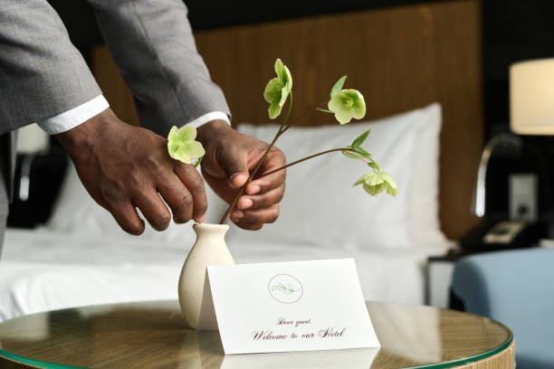 Close Up of Welcome Note in Luxury Hotel