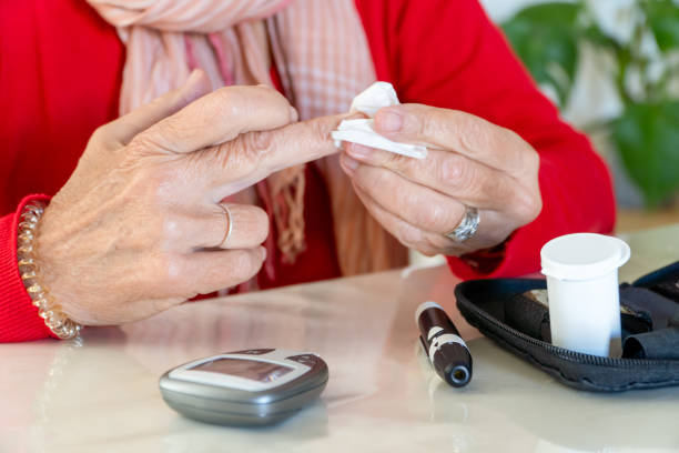 istock Detail of steril sterilizing her finger 2155063010