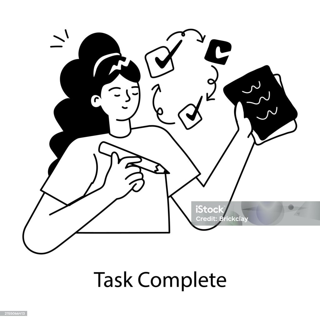 Task Complete Stock Illustration - Download Image Now - Doodle ...