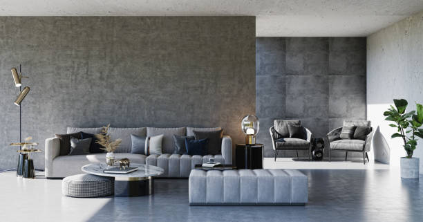 istock Large luxury modern bright interiors Living room mockup illustration 3D rendering image 2155069733