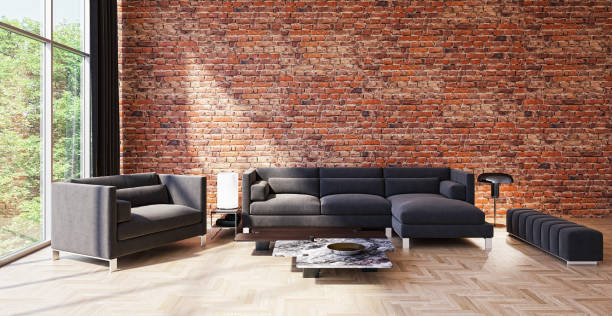 istock Large luxury modern bright interiors Living room mockup illustration 3D rendering image 2155069753