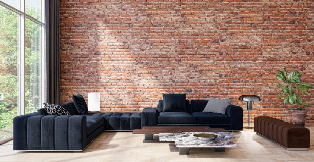 istock Large luxury modern bright interiors Living room mockup illustration 3D rendering image 2155069956
