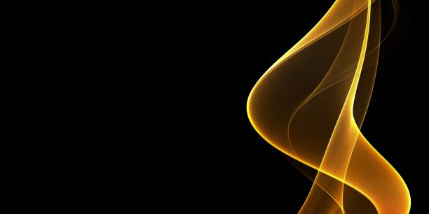 Abstract golden line on the black background