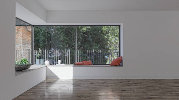 istock Large luxury modern bright interiors Living room mockup illustration 3D rendering image 2155073265