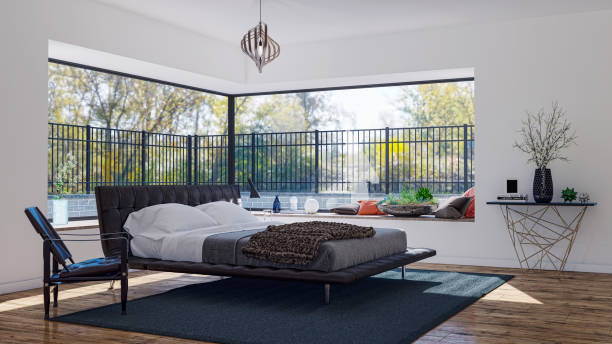 istock Large luxury modern bright interiors Living room mockup illustration 3D rendering image 2155073693