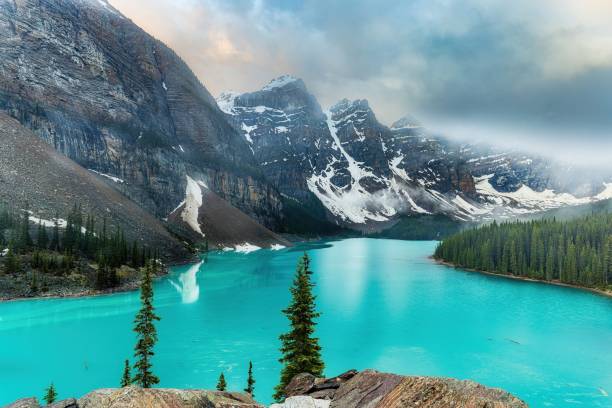 istock Majestic Lake Moraine Surrounded by Mountains 2155080714
