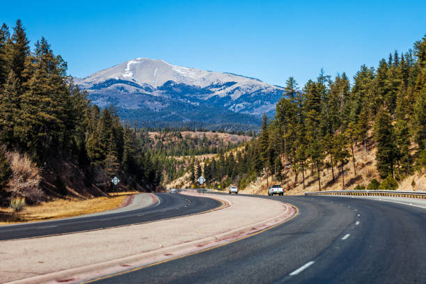 Highway in New Mexico mountains. USA