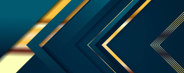 istock Dark blue purple and gold luxury line overlap layered abstract background, with lighting effect and sparkle with copy space for text 2155090325