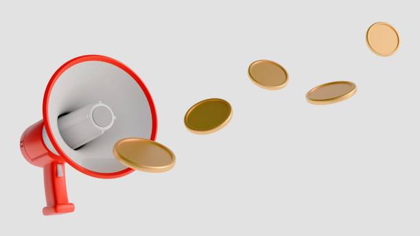 istock isolated a megaphone and gold coins on the white background 2155090653