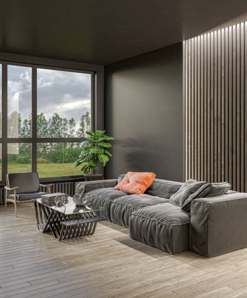 istock Large luxury modern bright interiors Living room mockup illustration 3D rendering image 2155091041