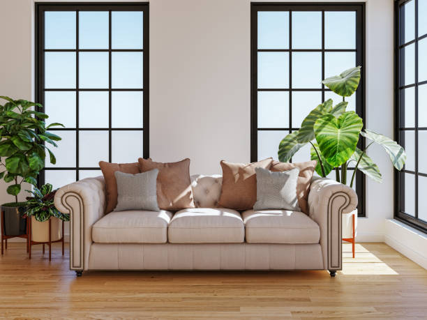 istock Large luxury modern bright interiors Living room mockup illustration 3D rendering image 2155091057