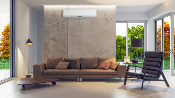 istock Large luxury modern bright interiors Living room mockup illustration 3D rendering image 2155091076