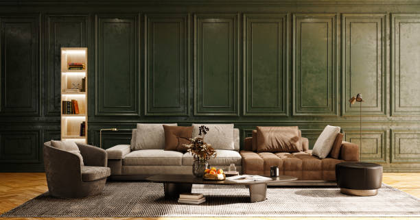 istock Large luxury modern bright interiors Living room mockup illustration 3D rendering image 2155092624