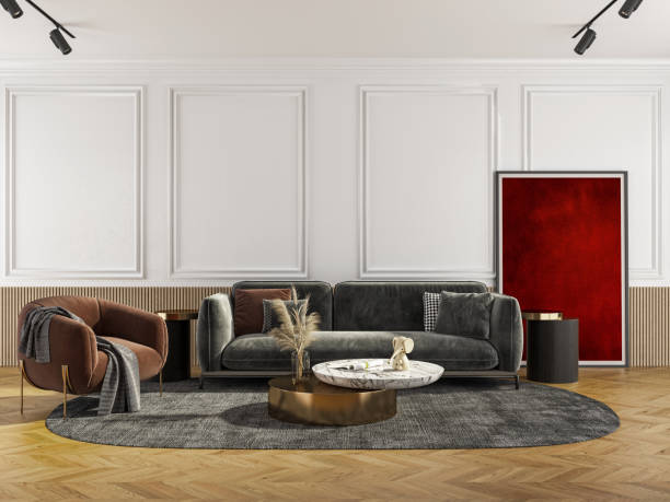 istock Large luxury modern bright interiors Living room mockup illustration 3D rendering image 2155092644