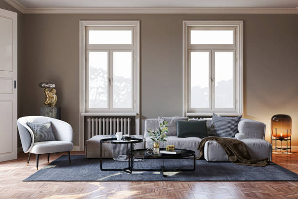 istock Large luxury modern bright interiors Living room mockup illustration 3D rendering image 2155092653
