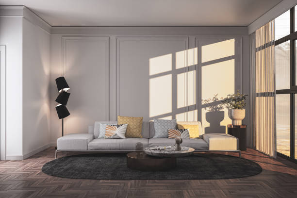 istock Large luxury modern bright interiors Living room mockup illustration 3D rendering image 2155092660