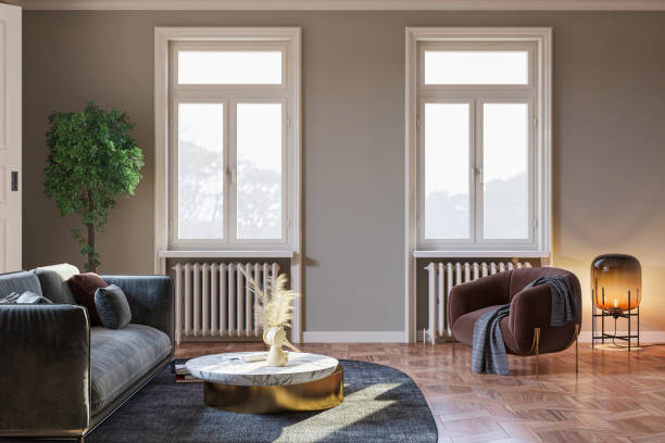 istock Large luxury modern bright interiors Living room mockup illustration 3D rendering image 2155092687