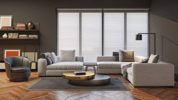 istock Large luxury modern bright interiors Living room mockup illustration 3D rendering image 2155092702