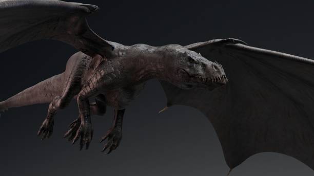 istock Iron Fire Dragon Realistic Model of background, 3d rendering 2155094851
