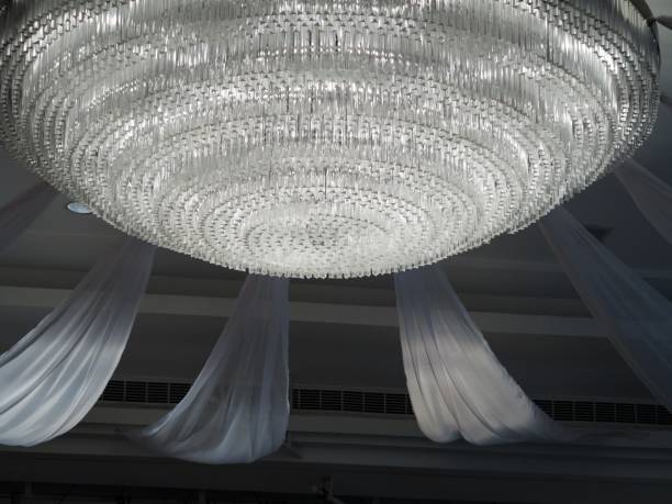 istock white big chandelier with white cloth 2155096612