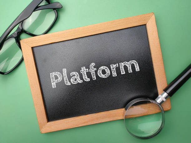 istock Glasses and magnifying glass with the word Platform 2155096959