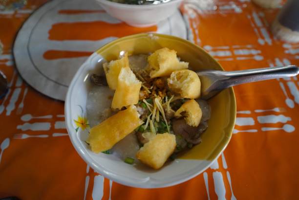 istock pork rice porridge with Chinese. donut on top 2155097799