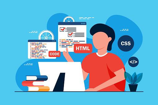 Photo Cs Programmer Man Working As Programmer Writing Code Using Computer Website Developer ...