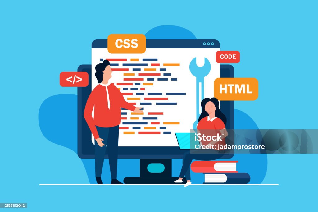 Website Programing Web Development And Website Programming Coding Vector Concep Stock ...