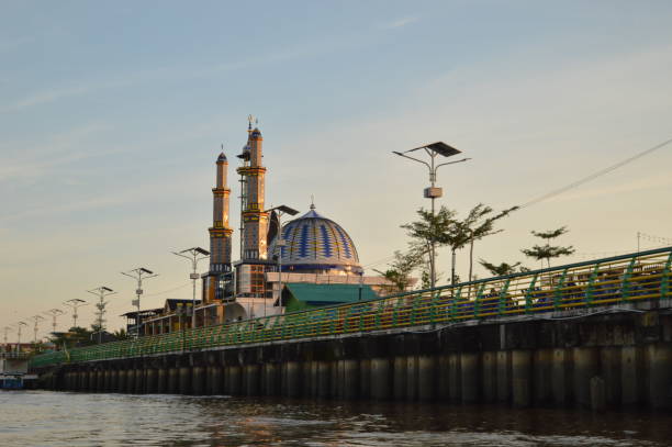 istock waterfront scenery with a blue dome on the top of i 2155105617