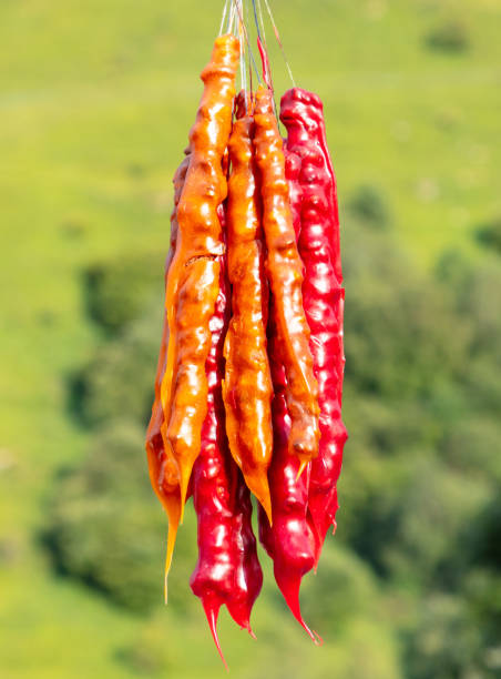 istock Churchkhela hanging on a rope in nature 2155107216