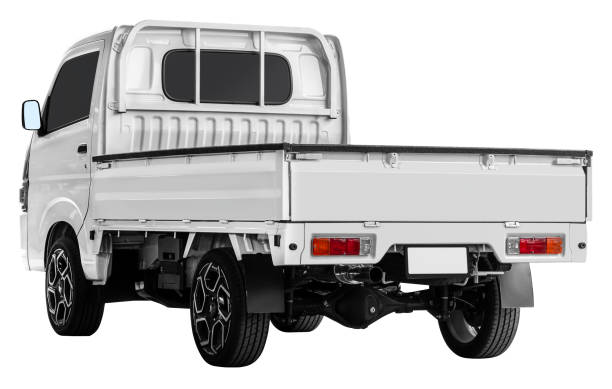 istock Back view white mini truck isolated on white background with clipping path 2155110858