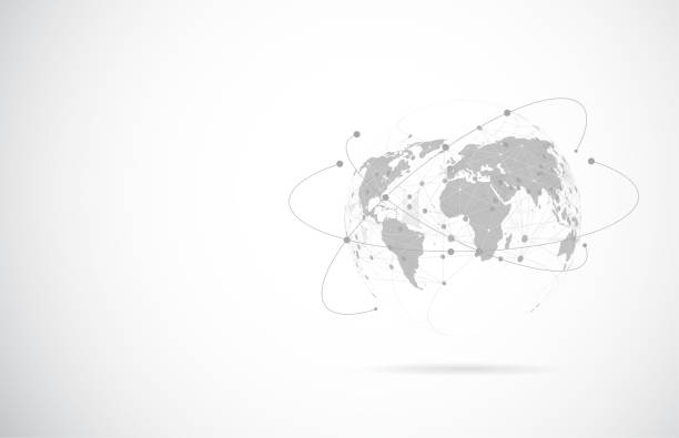istock Global network connection. World map point and line composition concept of global business. Vector Illustration 2155111570