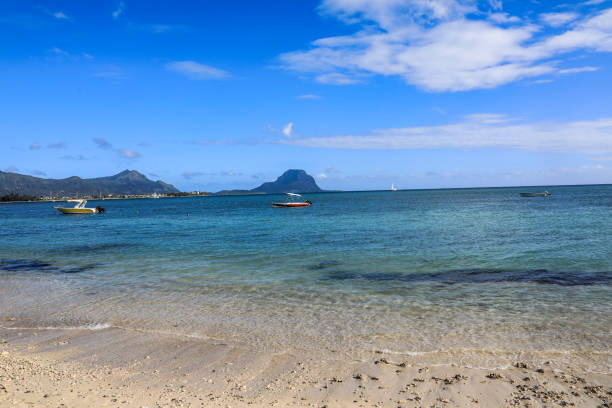 A beautiful beach with a view of the unique Le Morne mountain
