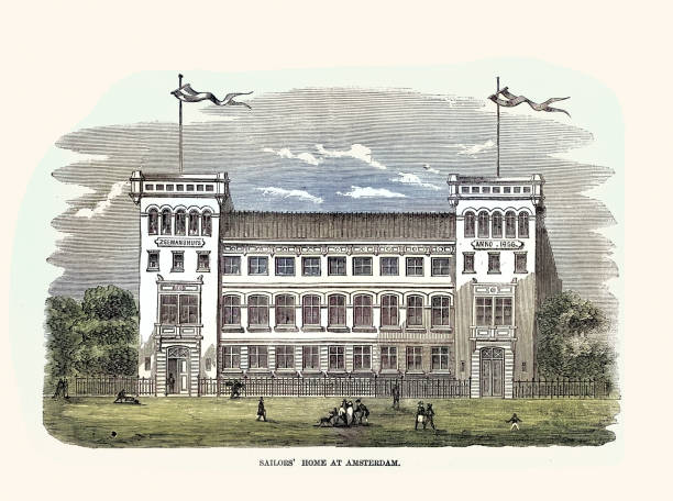 History of architecture, Sailors' Home at Amsterdam, Netherlands, 1858, 19th Century. designed to provide safe, inexpensive lodging for sailors, and to offer educational and recreational opportunities