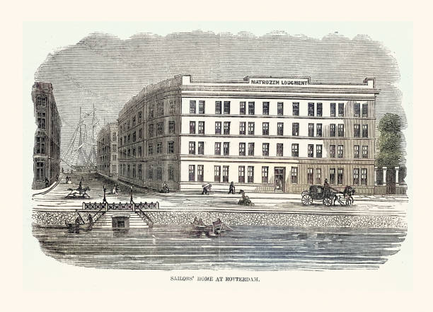 istock History of architecture, Sailors' Home at Rotterdam, Netherlands, 1858, 19th Century. designed to provide safe, inexpensive lodging for sailors, and to offer educational and recreational opportunities 2155119995