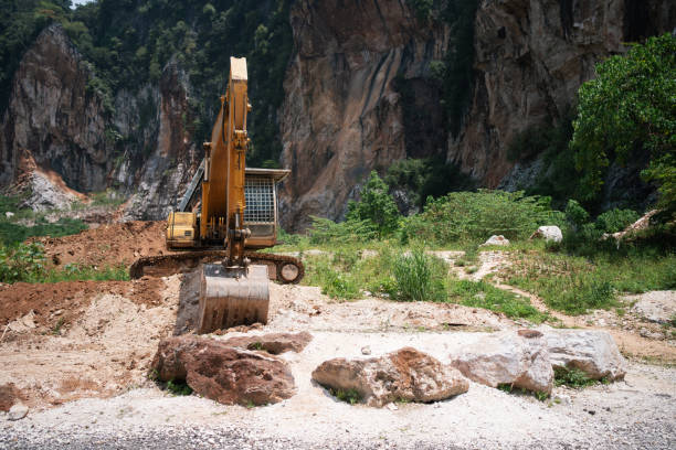 istock Industrial excavator park at the mountain area 2155120591