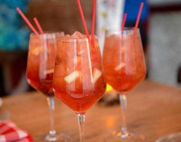 istock Cocktail drinks on a table in an airport lounge bar. 2155124828